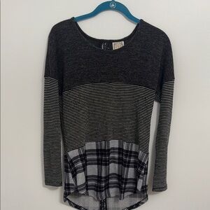 Black and Gray Striped Women's Sweater
